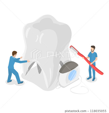 3D Isometric Flat  Illustration of Dental Care. Item 1 118035055