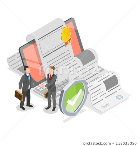 3D Isometric Flat  Illustration of Secured Document. Item 1 118035056
