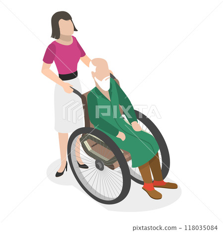 3D Isometric Flat Illustration of Elderly Care. Item 4 3D Isometric Flat Illustration of Elderly Care. Item 4 118035084