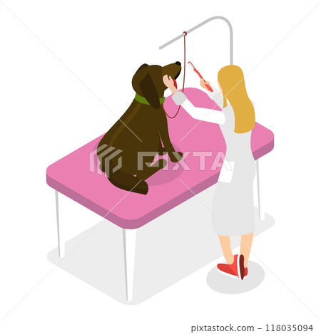 3D Isometric Flat  Illustration of Pet Grooming. Item 4 118035094