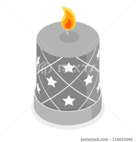 3D Isometric Flat  Set of Candles. Item 4 118035095