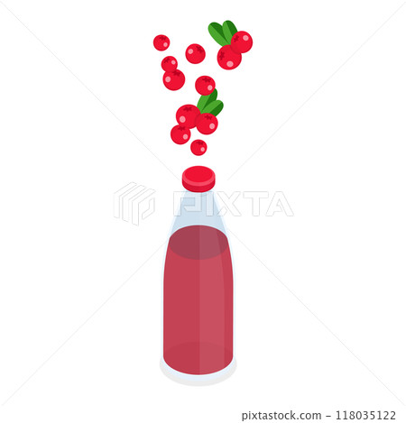 3D Isometric Flat  Set of Bottles With Berry Beverage. Item 4 118035122