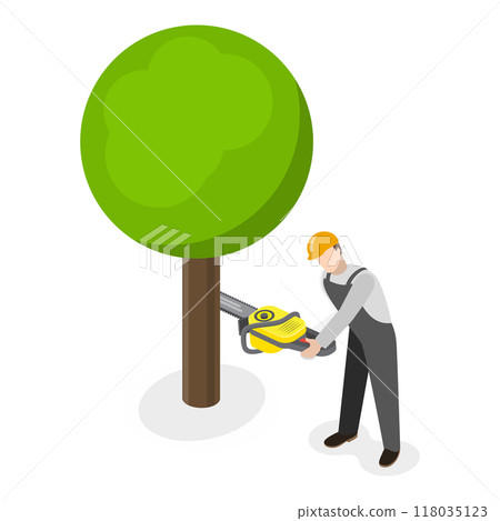 3D Isometric Flat  Illustration of Timber Industry. Item 4 118035123