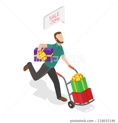 3D Isometric Flat  Illustration of Intrusive Sellers. Item 3 118035146