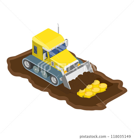 3D Isometric Flat Set of Radioactive Waste Items. Item 1 3D Isometric Flat Set of Radioactive Waste Items. Item 1 118035149