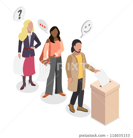 3D Isometric Flat  Illustration of Political Election Process. Item 4 118035153