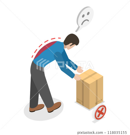 3D Isometric Flat  Illustration of Posture While Weight Lifting. Item 2 118035155