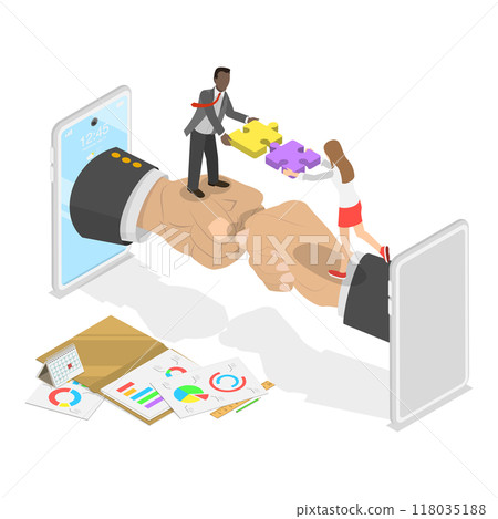 3D Isometric Flat  Illustration of Teamwork And Collaboration. Item 3 118035188