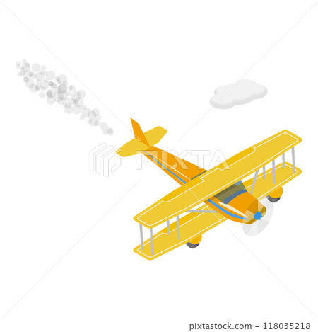 3D Isometric Flat  Illustration of Flying Vintage Airplanes. Item 1 3D Isometric Flat  Illustration of Flying Vintage Airplanes. Item 1 118035218