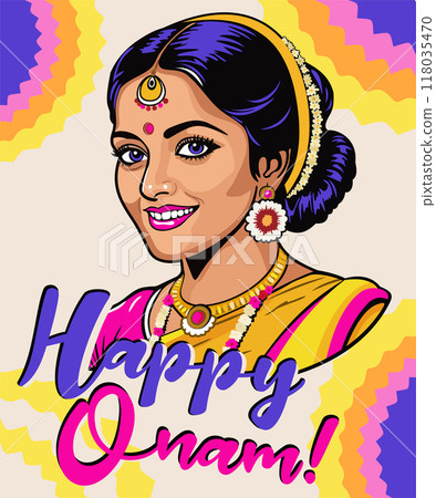 Happy Onam! South Indian Kerala festival of harvest. Onam Pookalam Happy Onam! South Indian Kerala festival of harvest. Onam Pookalam 118035470