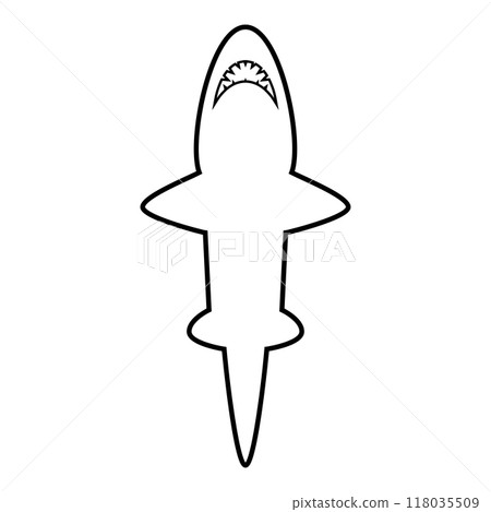 Shark contour outline line icon black color vector illustration image thin flat style Shark contour outline line icon black color vector illustration image thin flat style 118035509