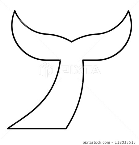 Tail of the fish contour outline line icon black color vector illustration image thin flat style Tail of the fish contour outline line icon black color vector illustration image thin flat style 118035513