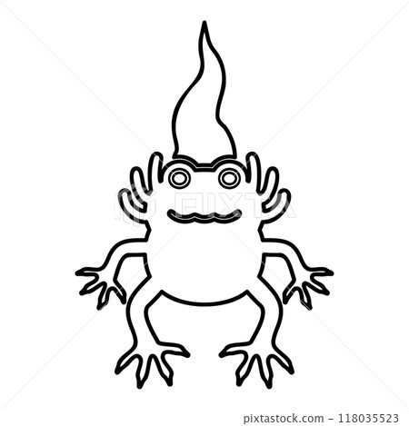 Axolotl ambystoma mexicanum front view contour outline line icon black color vector illustration image thin flat style 118035523