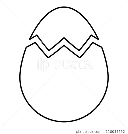 Egg with cracked eggshell damaged contour outline line icon black color vector illustration image thin flat style 118035532