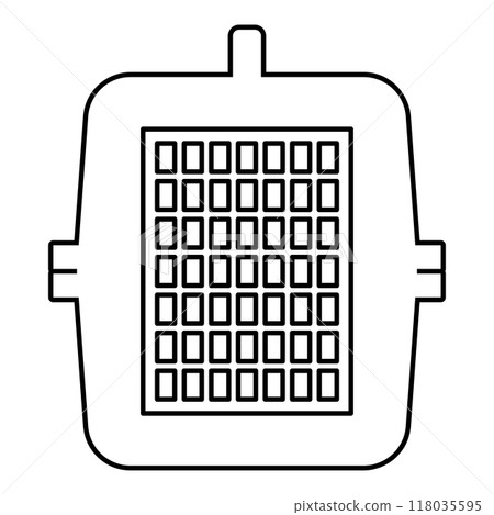 Box for domestic animal pet carrier case crate contour outline line icon black color vector illustration image thin flat style Box for domestic animal pet carrier case crate contour outline line icon black color vector illustration image thin flat style 118035595