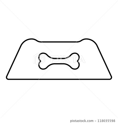 Dog bowl for water pet plate feed concept contour outline line icon black color vector illustration image thin flat style 118035598
