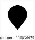 One black balloon silhouette on white background. Balloon icon sign vector illustration design. 118036075
