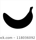Single banana silhouette isolated on white background. Banana icon vector illustration design. 118036092