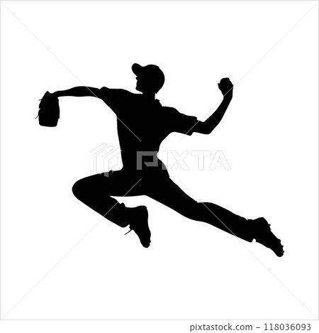 Baseball player silhouette on white background. Baseball player silhouette on white background. 118036093