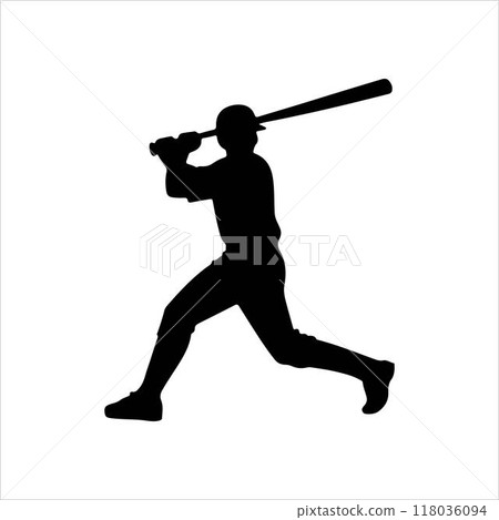 Baseball player silhouette on white background. Baseball player icon flat vector illustration design. Baseball player silhouette on white background. Baseball player icon flat vector illustration design. 118036094