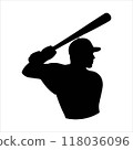 Stock Vector ID: 2483654131  Baseball player vector silhouette on white background. Baseball player icon flat illustration design. 118036096