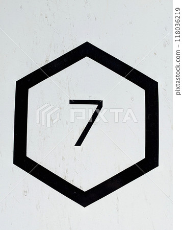 Written Wording in Distressed State Typography Found Number Seven 7 Ransom Note 118036219