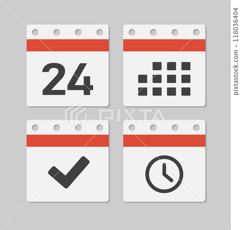 Icon page calendar - 24 day, agenda, timer, done 118036404