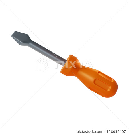 3d Screwdriver Construction and Repair Concept Cartoon Design Style Isolated on a White Background. Vector illustration 118036407
