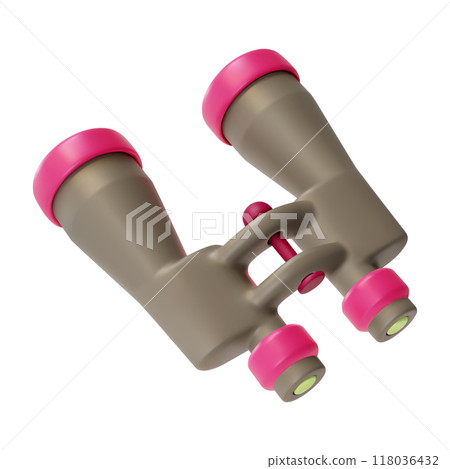 3d Binoculars Travel and Tourism Concept Cartoon Design Style Isolated on a White Background. Vector illustration 118036432