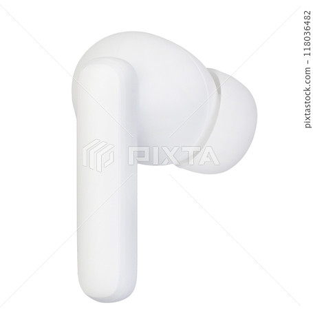 Close-Up of White Wireless Earbud 118036482