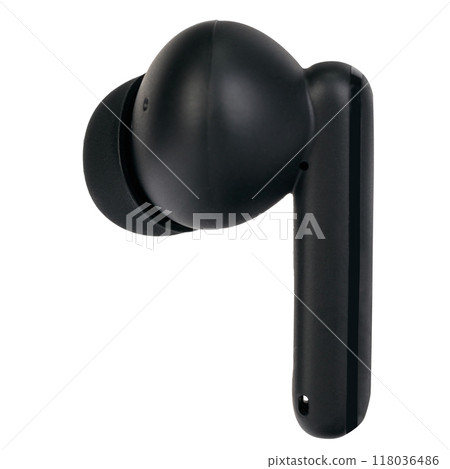 Black Wireless Earbud Side View Black Wireless Earbud Side View 118036486