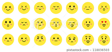 Facial expression face icon yellow simple circle vector set 118036503
