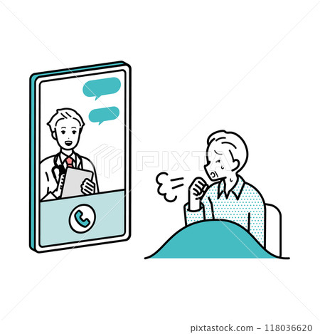 Illustration of online consultation and diagnosis at a hospital - Smartphone 118036620