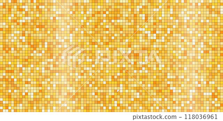 Disco gold tiles, shiny mosaic halftone sparkles. Vibrant paillette background. Sequin texture, Metallic yellow orange decoration, light effect. Disco gold tiles, shiny mosaic halftone sparkles. Vibrant paillette background. Sequin texture, Metallic yellow orange decoration, light effect. 118036961