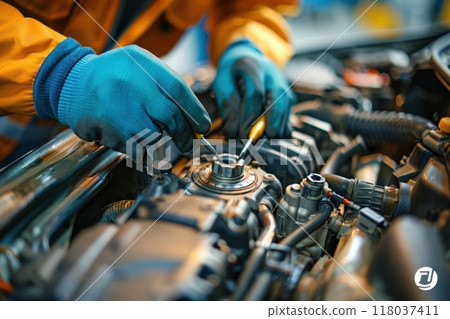 Car engine repair and maintenance service station, vehicle inspection 118037411