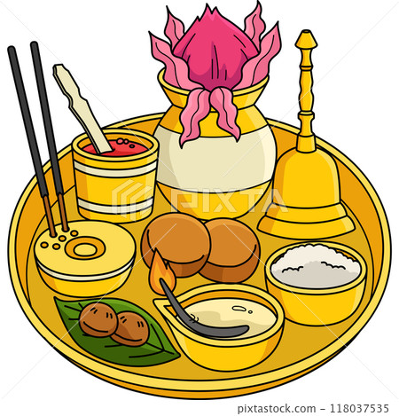 Diwali Puja Thali Cartoon Colored Clipart Diwali Puja Thali Cartoon Colored Clipart 118037535