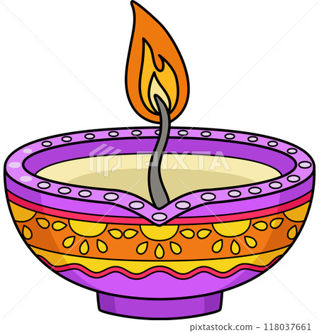 Diwali Diyas Cartoon Colored Clipart Illustration Diwali Diyas Cartoon Colored Clipart Illustration 118037661