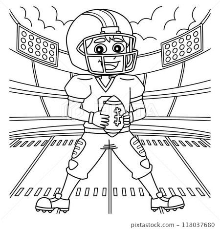 American Football Player in the Stadium Coloring  118037680