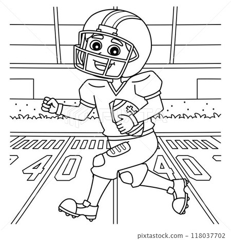 American Football Player Running a Ball Coloring 118037702