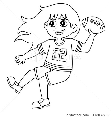 American Football Girl Kid Playing Isolated  118037735