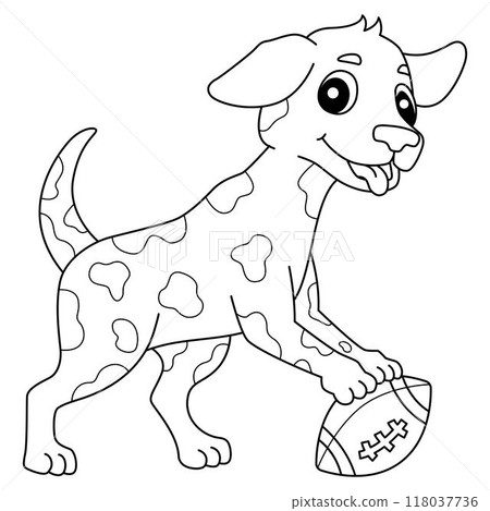 American Football Dog Playing Isolated Coloring American Football Dog Playing Isolated Coloring 118037736