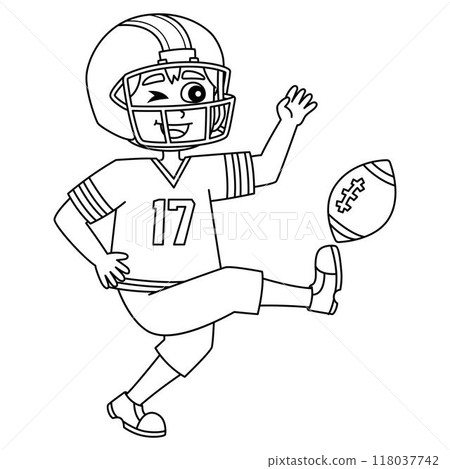 American Football Kid Player Isolated Coloring American Football Kid Player Isolated Coloring 118037742