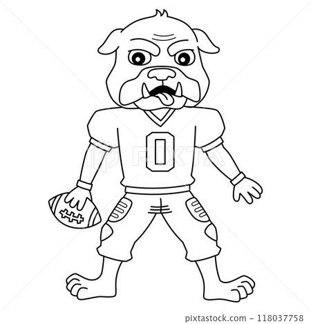 American Football Mascot Isolated Coloring Page  118037758