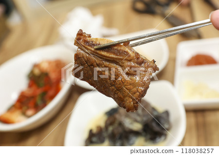 Korean bbq. LA marinated beef ribs 118038257