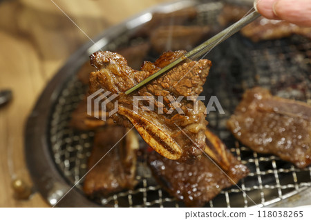 Korean bbq. LA marinated beef ribs 118038265