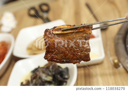 Korean bbq. LA marinated beef ribs 118038270