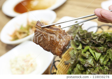 Korean bbq. LA marinated beef ribs 118038278