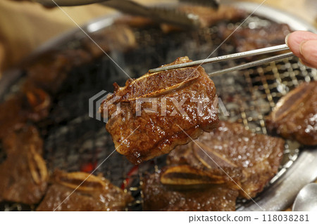 Korean bbq. LA marinated beef ribs 118038281
