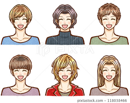 Smiling adult man illustration material set Smiling adult man illustration material set 118038466