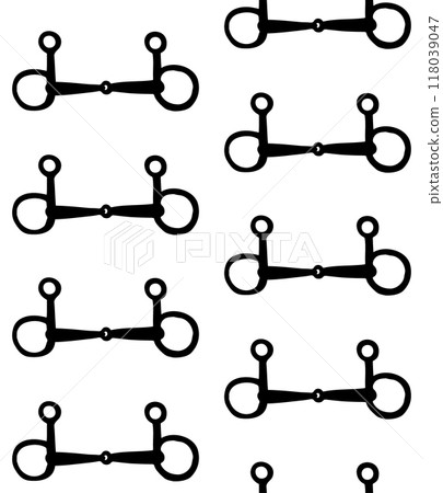 Vector seamless pattern of horse bit silhouette 118039047